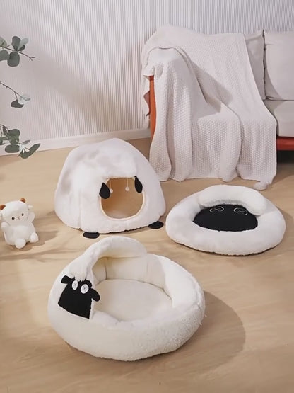 CozySheep™ Winter Cat Villa – Semi-Closed 3D Cat House for All Seasons